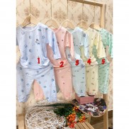 Sale! Bộ quần áo trẻ em Dài Tay unchi Chui Đầu tay kẻ sọc in bụng chất cotton peptit cho bé trai, bé gái (DT17)
